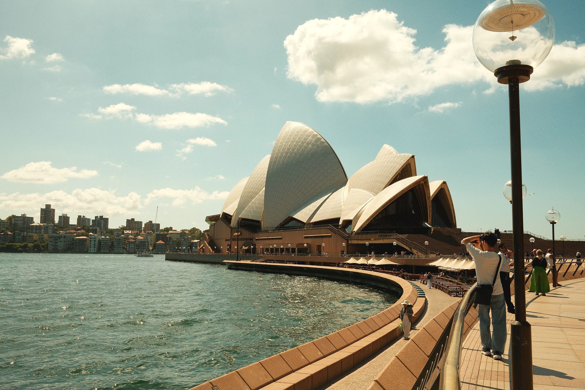 Sydney Opera House and the harbour on a sunny day
